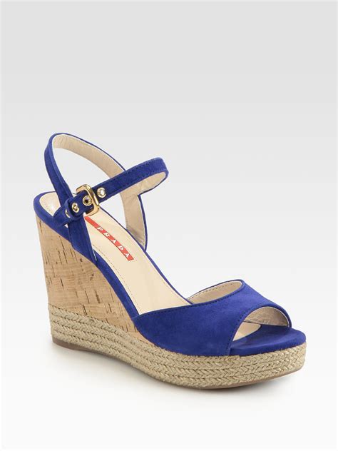 prada suede wedges|designer prada wedges women.